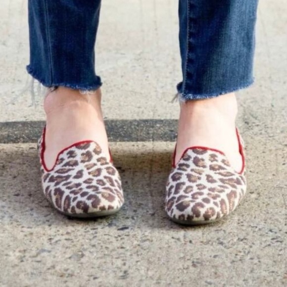 Rothy's Mocha Leopard Print Round Toe Ballet Flat Knit Loafer Size 9 RETIRED - Picture 6 of 7